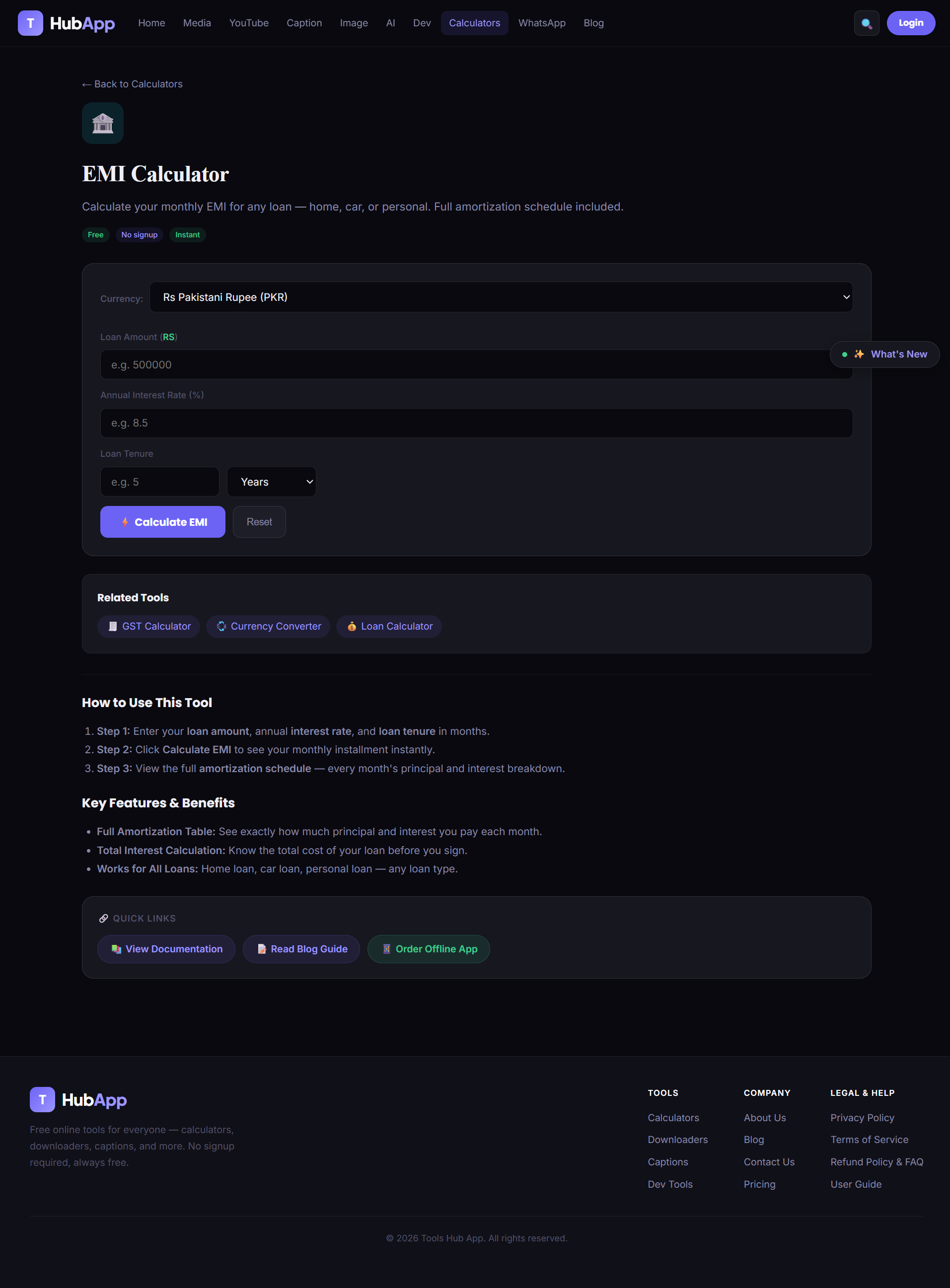 EMI Calculator — Tools Hub App screenshot