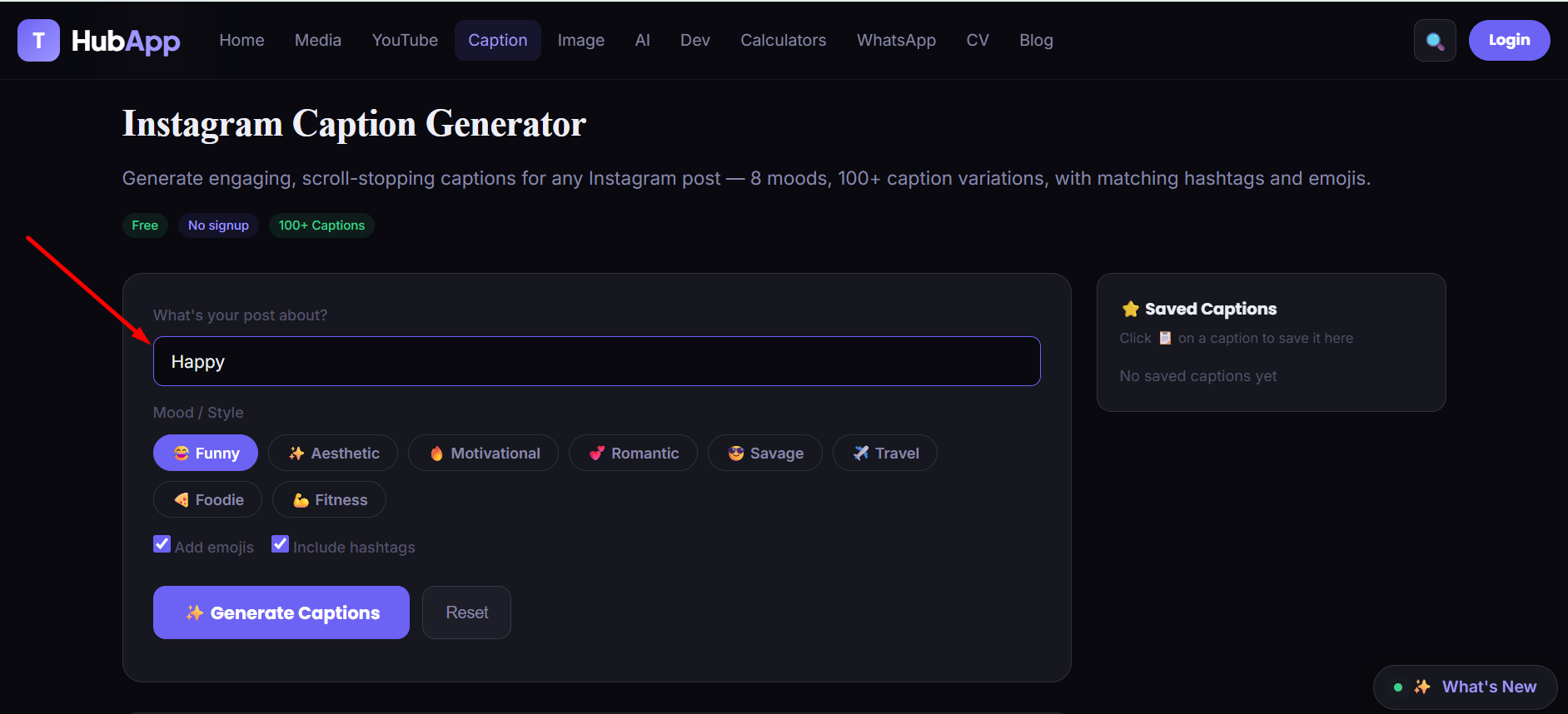 Post topic input field