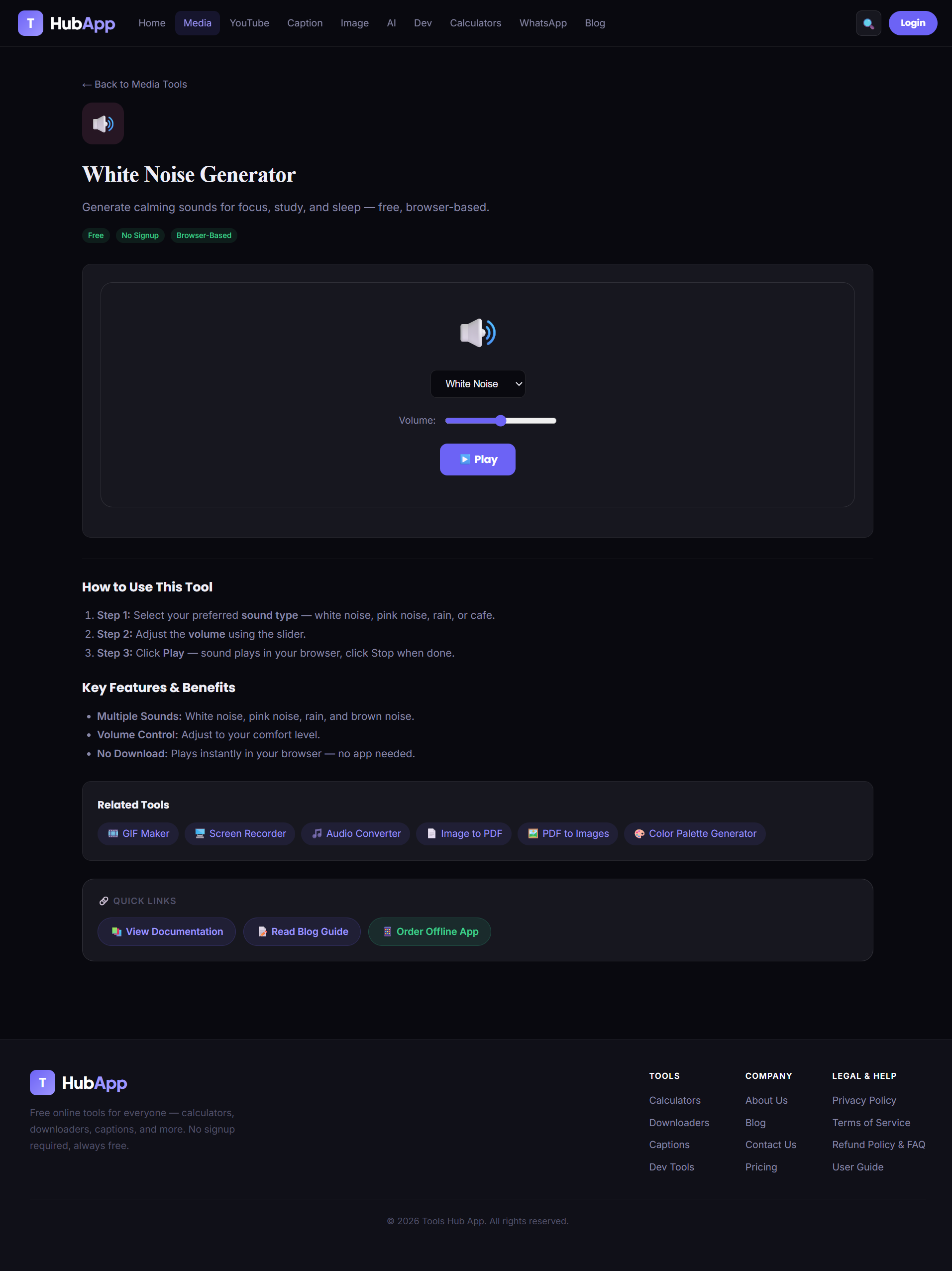 White Noise Generator — Tools Hub App screenshot